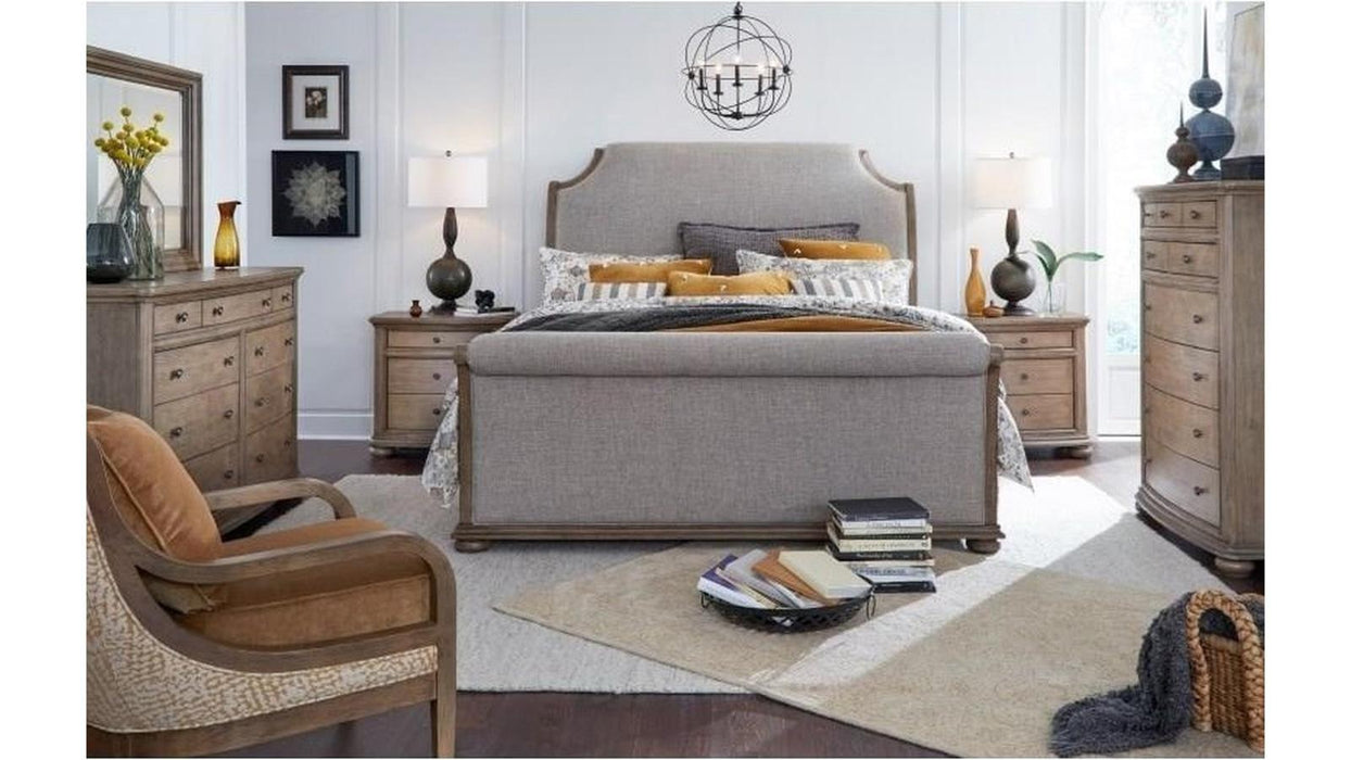 Legacy Classic Camden Heights California King Upholstered Sleigh Bed in Chestnut