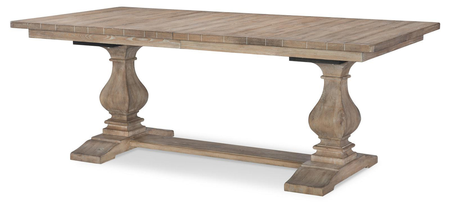 Legacy Classic Furniture Monteverdi Rectangular Trestle Table in Sun-Bleached Cypress