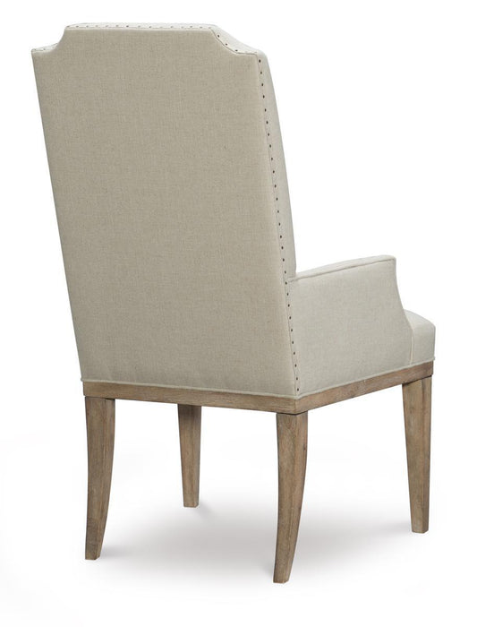 Legacy Classic Furniture Monteverdi Upholstered Host Arm Chair in Sun-Bleached Cypress (Set of 2)