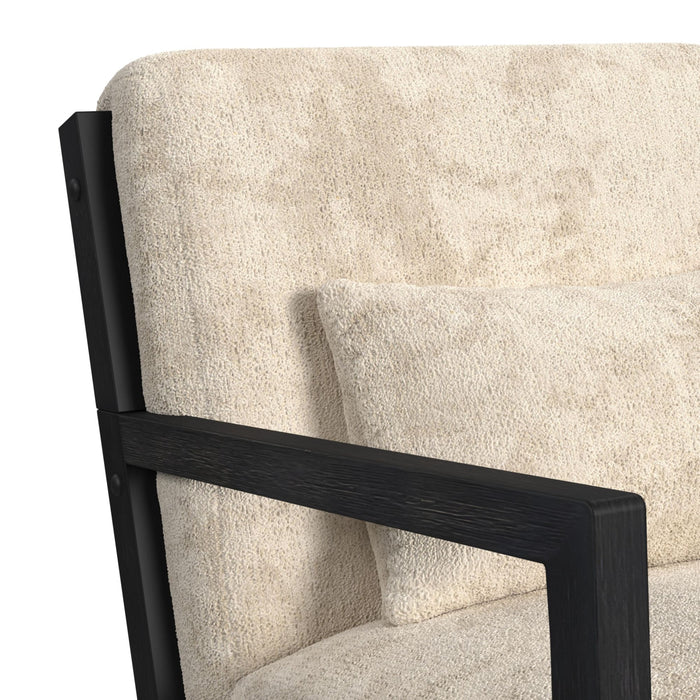 Marina Chair with kidney pillow in Langley Cream and Brushed Espresso Finish