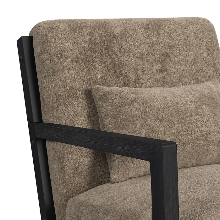 Marina Chair with kidney pillow in Langley Cocoa and Brushed Espresso Finish