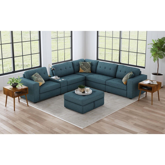 Options One Storage Ottoman in Palmer Plus Teal