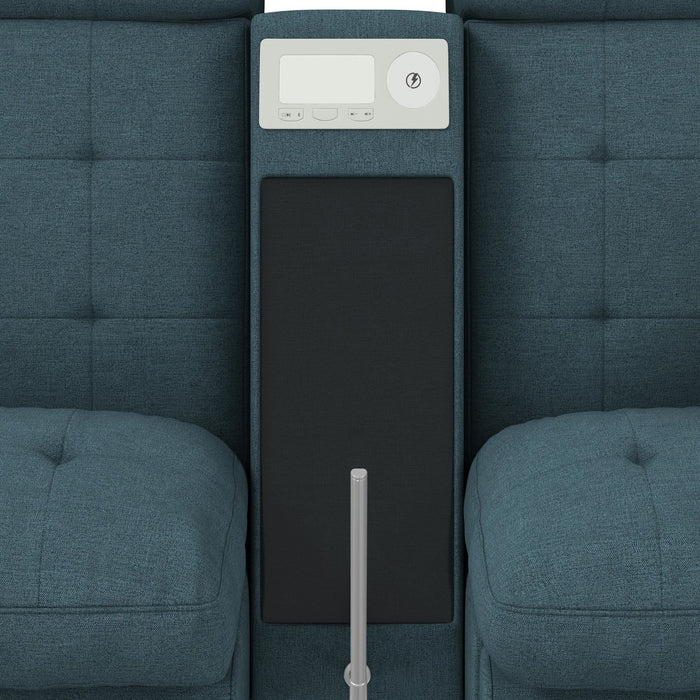 Options One 8PC Living Room Set in Palmer Plus Teal with Media Console