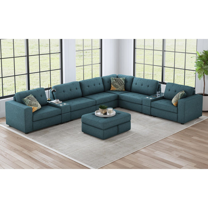 Options One Storage Ottoman in Palmer Plus Teal