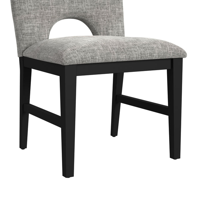 Oregon Dining Side Chair with Grey Fabric in Black (2 Per Carton)