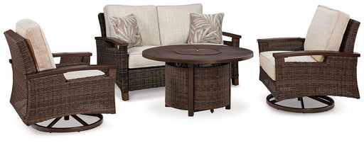 Paradise Trail Outdoor Loveseat, Lounge Chairs and Fire Pit Table - Furniture House (VA)