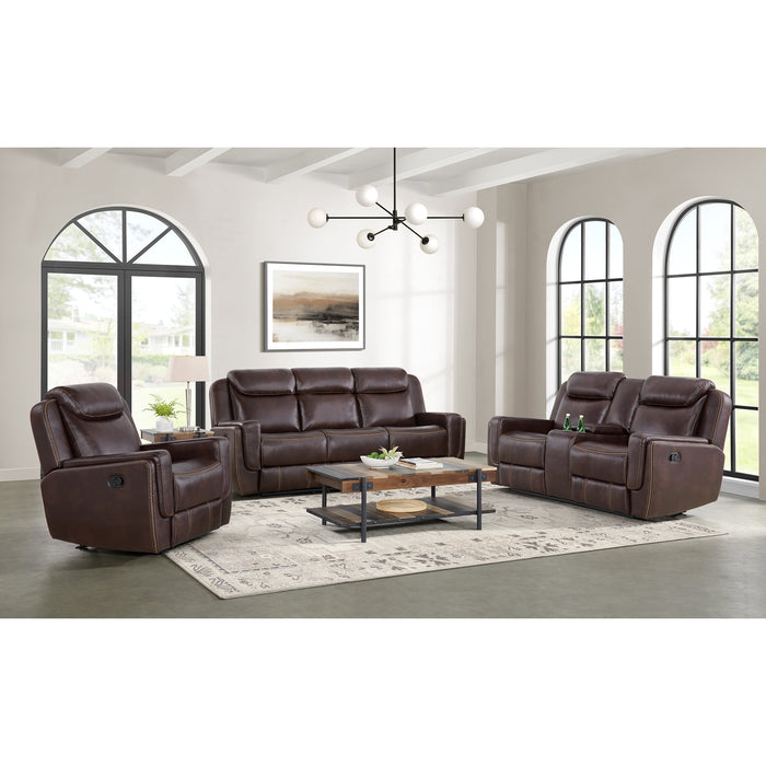 Panther 3PC Living Room Set in Neono Brown-Sofa, Loveseat & Recliner