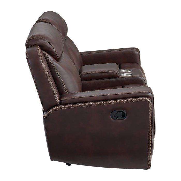 Panther Motion Loveseat with Console in Neono Brown