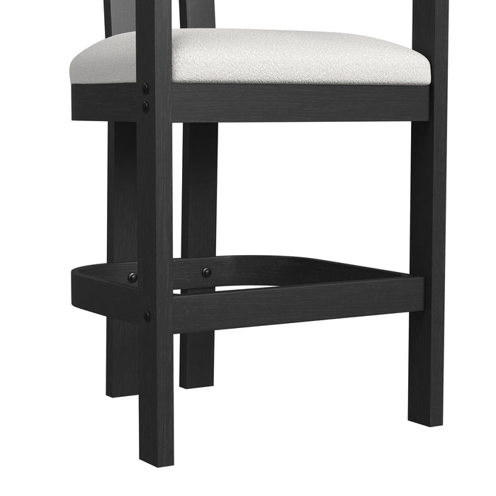 Portland Arm Barstool with White Fabric in Black (2 Per Carton)