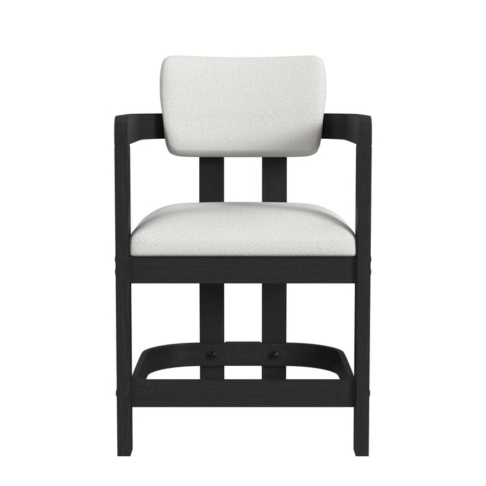 Portland Arm Counter Stool with White Fabric in Black (2 Per Carton)