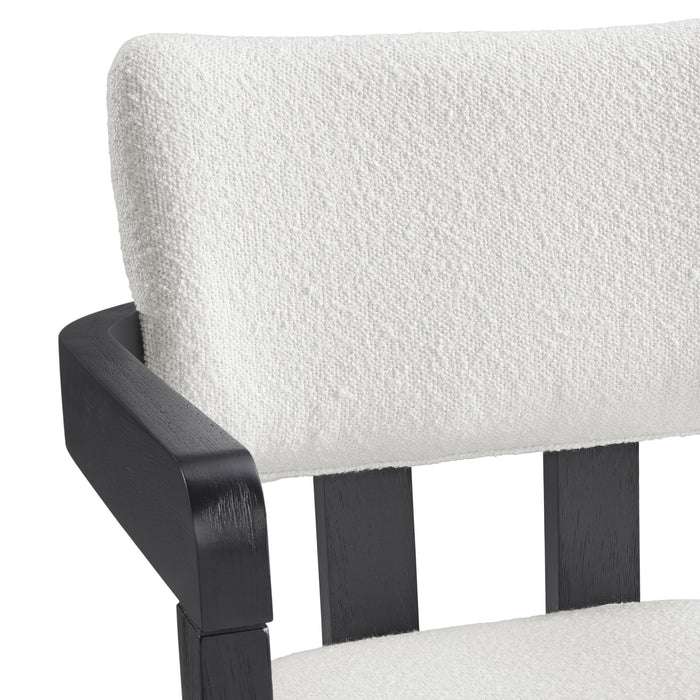 Portland Arm Chair with Snow White Fabric in Black (2 Per Carton)