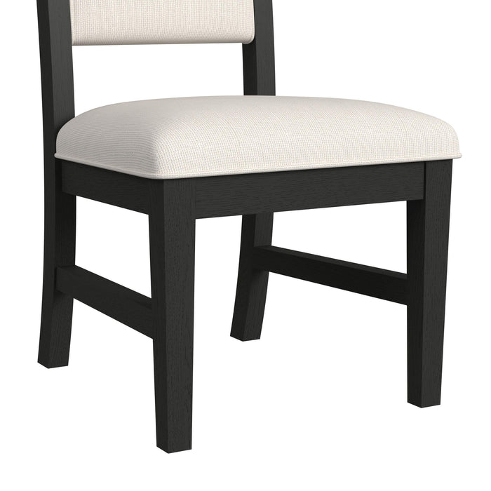 Ridgemont Standard Height Dining Set in Black with Grain-Table and Four Grey Fabric Chairs