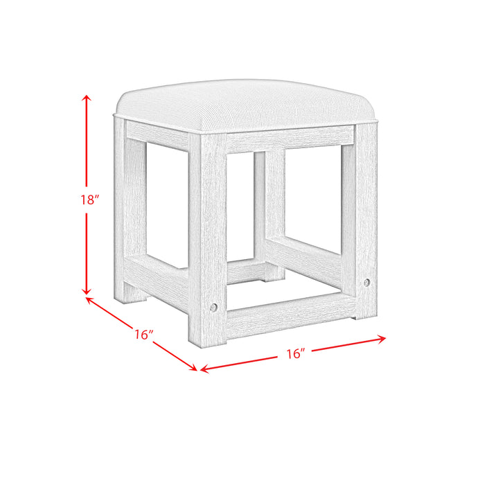 Ridgemont Dressing Stool with White Fabric in Black with Grain - Furniture House (VA)