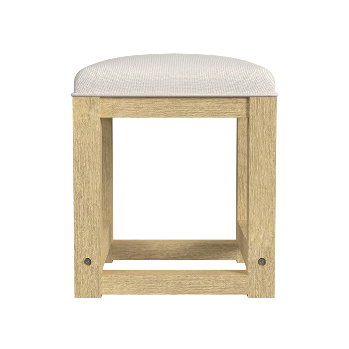 Ridgemont Dressing Stool with White Fabric in Natural - Furniture House (VA)