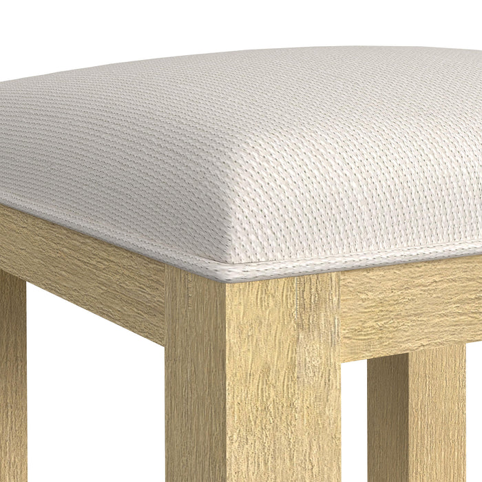 Ridgemont Dressing Stool with White Fabric in Natural - Furniture House (VA)
