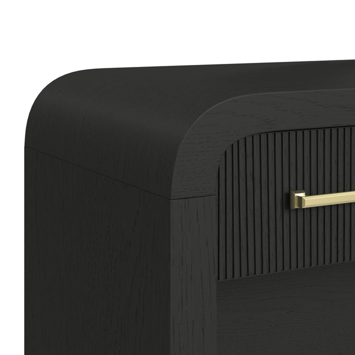 Ridgemont Dressing Table and Mirror in Black with Grain - Furniture House (VA)