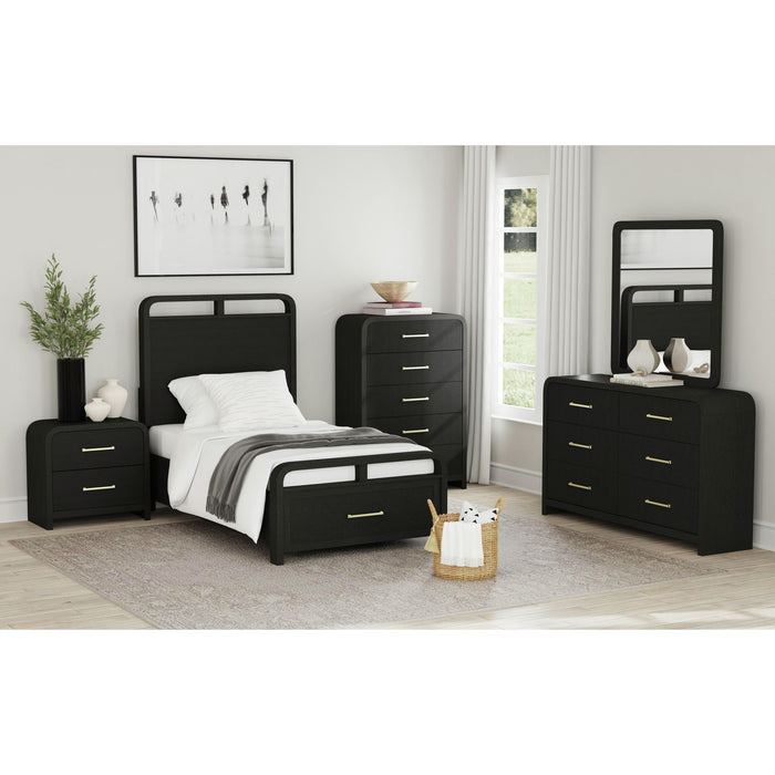 Ridgemont Dresser and Mirror Set in Black with Grain