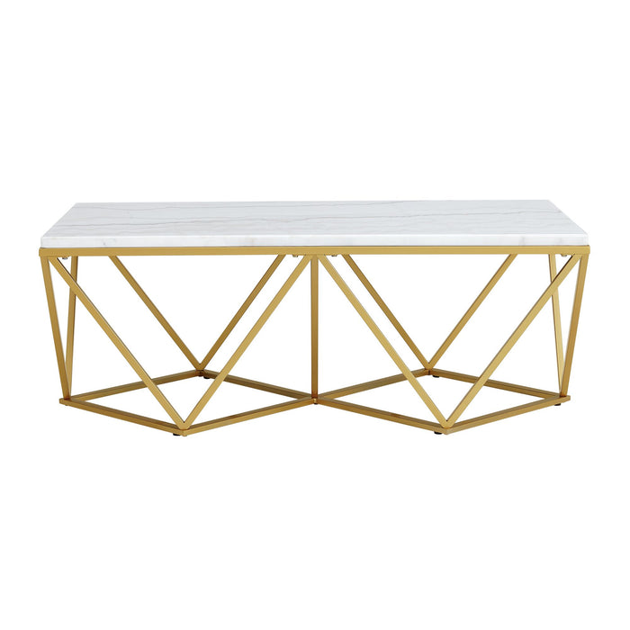 Riko 2PC Occasional Table Set in Gold-Coffee Table & End Table