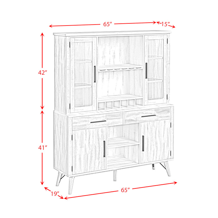 Rogen Rustic Buffet & Hutch with LED in Rustic White - Furniture House (VA)