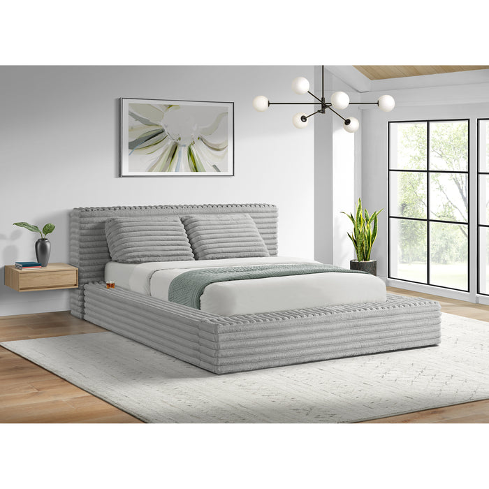 Rosebery UPH Bed with 2 Pillows in Light Grey Corduroy