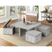 Uster Coffee Table W/Four storage Stools Grey - Furniture House (VA)