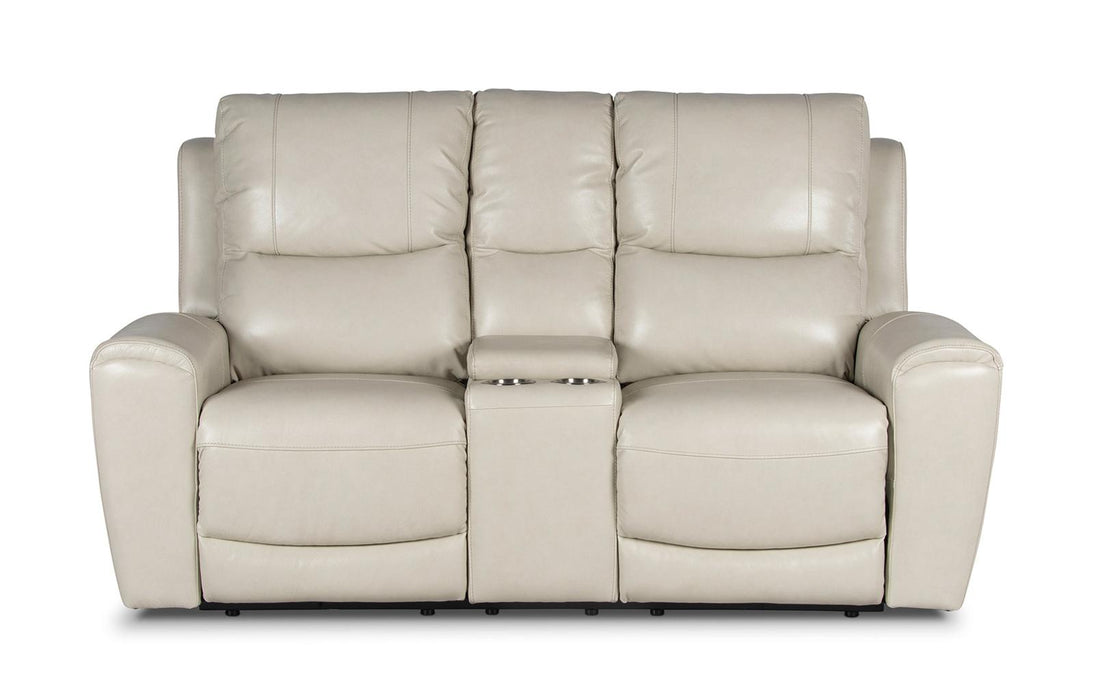 Steve Silver Laurel Leather Dual Power Reclining Console Loveseat in Ivory