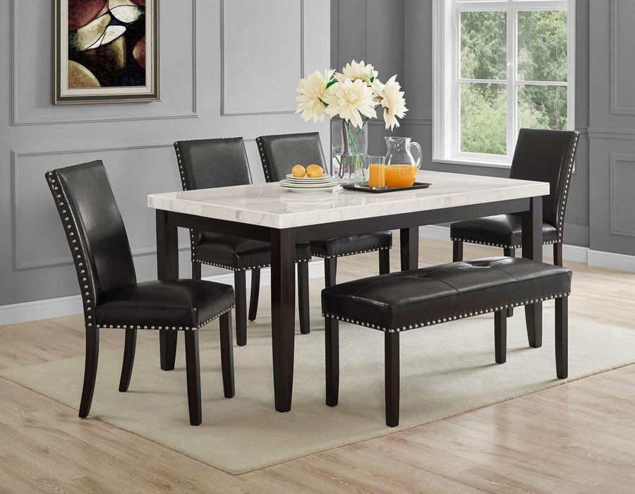 Steve Silver Westby White Marble Top Dining Table in Ebony Wood