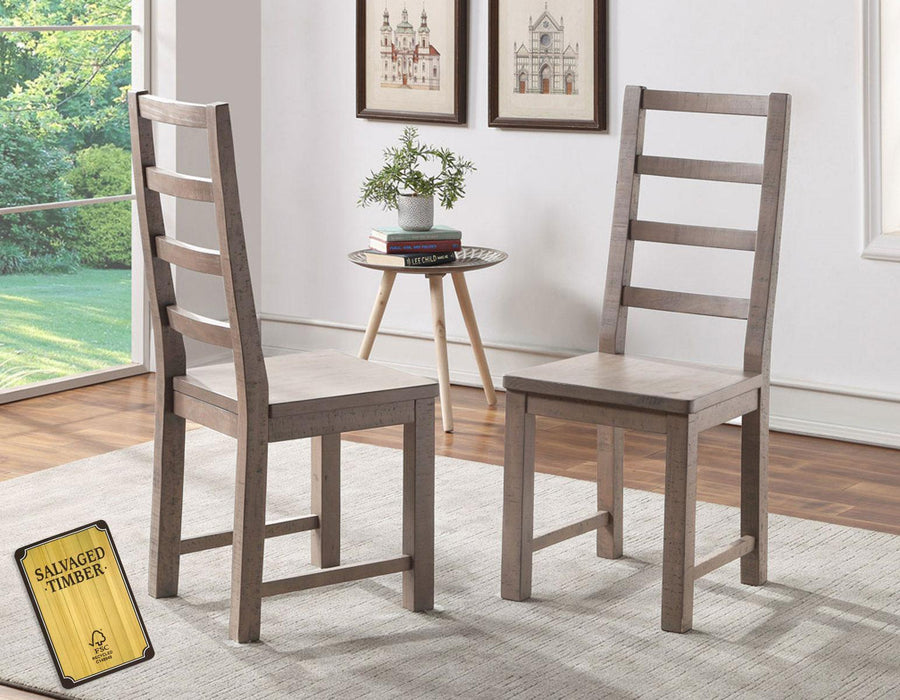 Steve Silver Auckland Reclaimed Wood Side Chair in Weathered Grey (Set of 2)