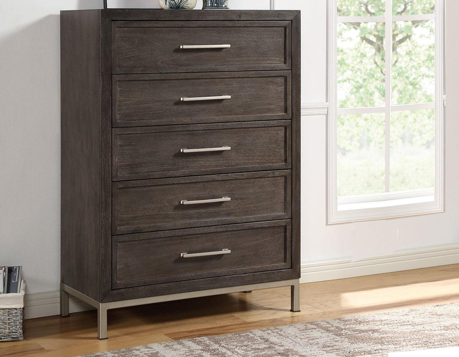 Steve Silver Broomfield 5 Drawer Chest in Walnut