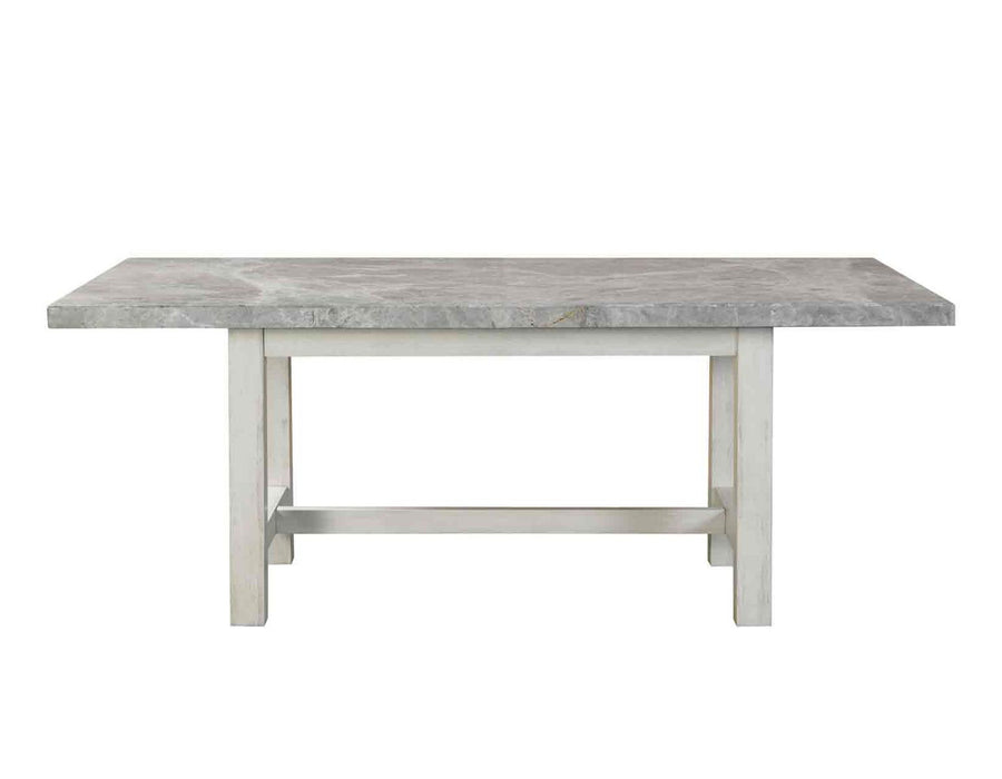 Steve Silver Canova Gray Marble Top Dining Table in Cathedral White