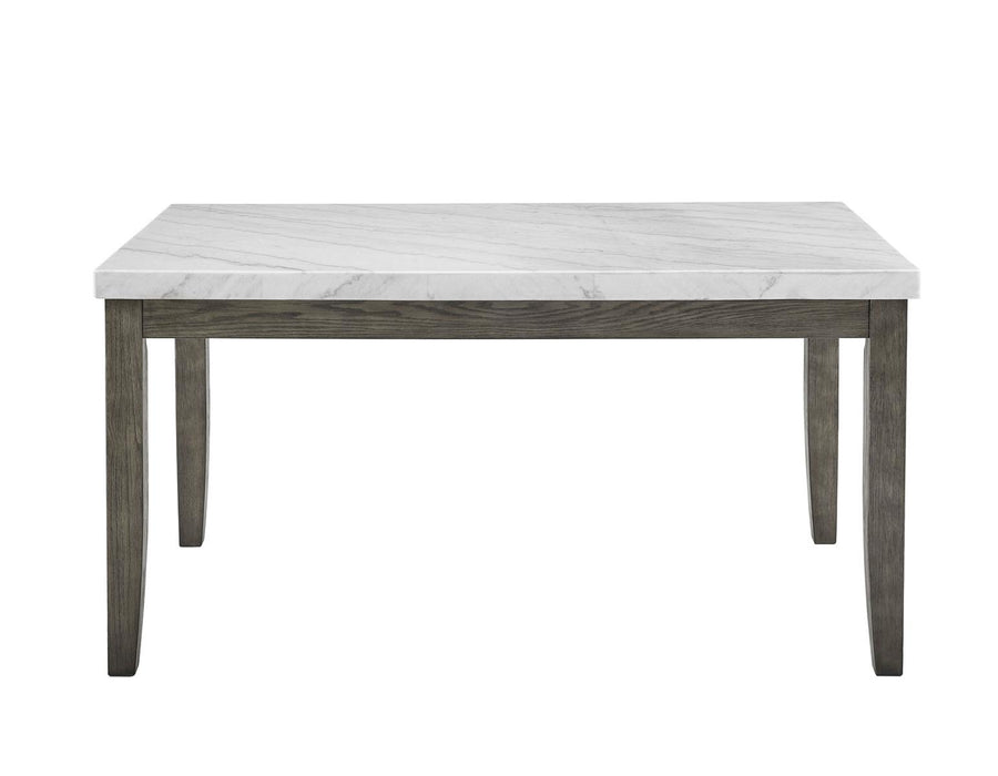 Steve Silver Emily White Marble Top Dining Table in Mossy Grey
