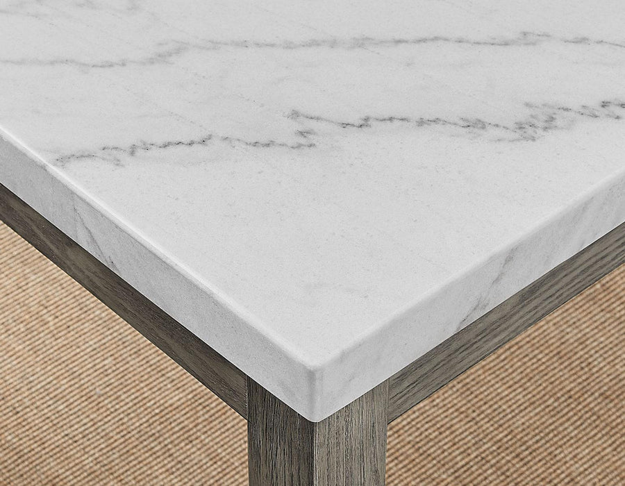 Steve Silver Emily White Marble Top Dining Table in Mossy Grey