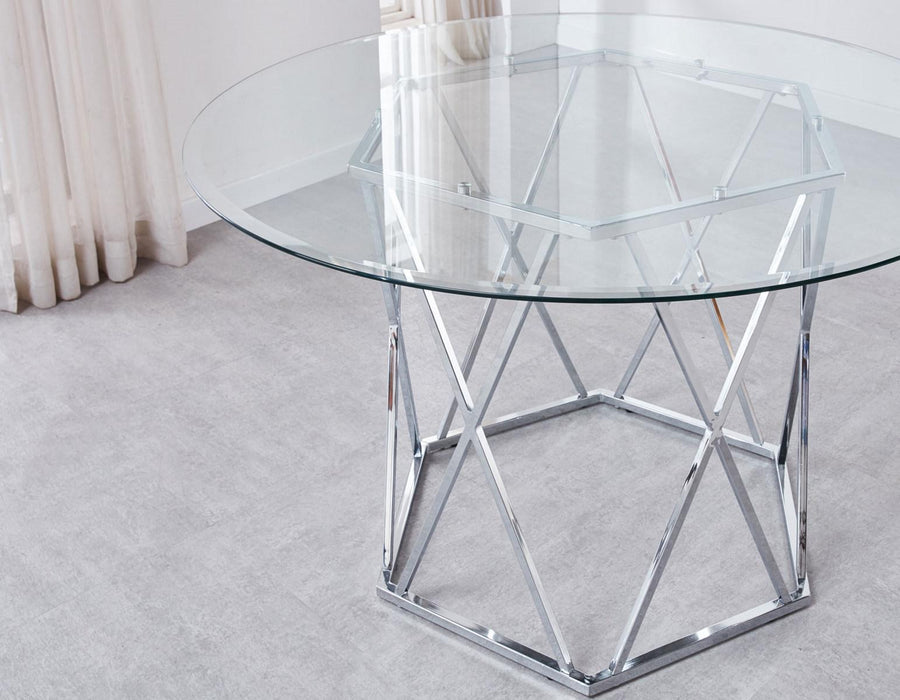 Steve Silver Escondido Round Dining Table in Chrome
