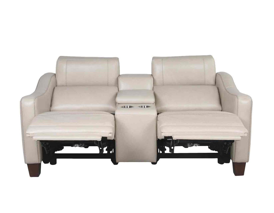 Steve Silver Giorno Dual Power Leather Console Loveseat in Ivory