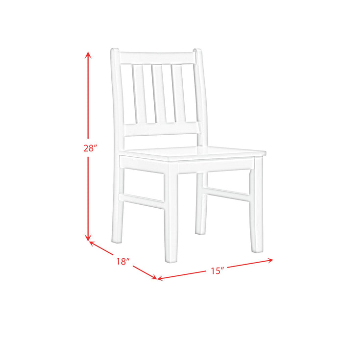 Travis Youth 5PC Dining Set with Table and 4 Chairs in White
