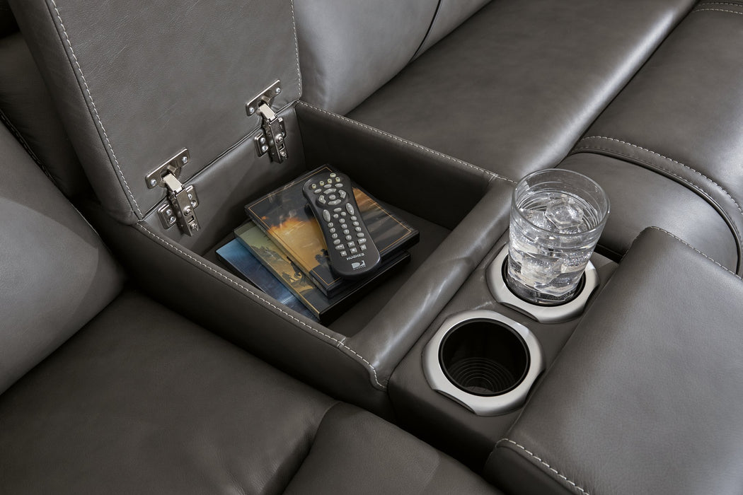 5Z - Pittson Power Reclining Sectional Loveseat with Console - Furniture House (VA)