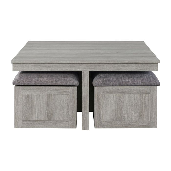 Uster Coffee Table W/Four storage Stools Grey - Furniture House (VA)