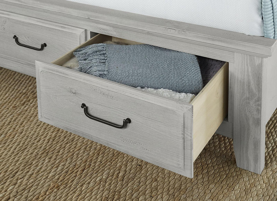 Vaughan-Bassett Sawmill King Arch Storage Bed in Alabaster Two Tone