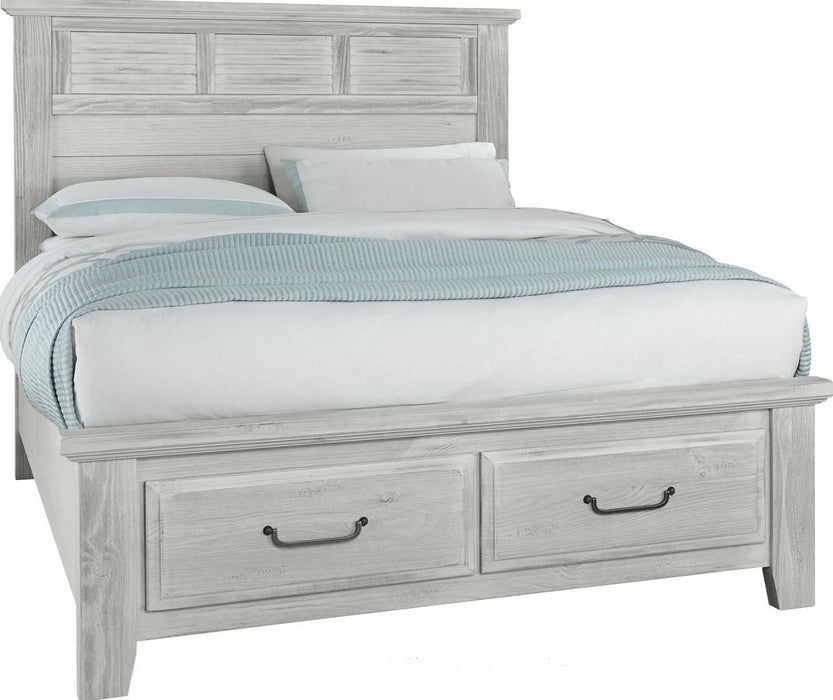 Vaughan-Bassett Sawmill King Louver Storage Bed in Alabaster Two Tone