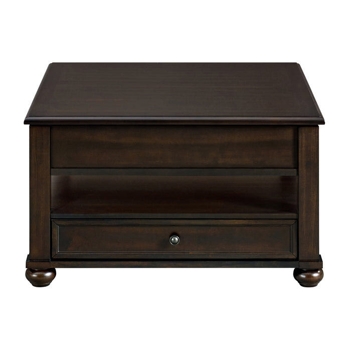 Wagner Square Lift-Top Coffee Table w/ Casters in Cherry - Furniture House (VA)