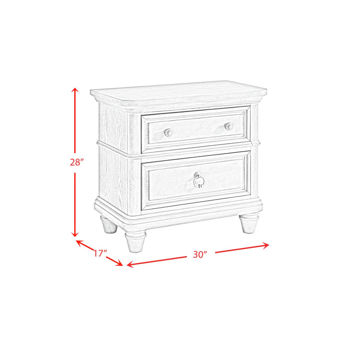 Whit-Ash 2-Drawer Nightstand with USB in Light Grey