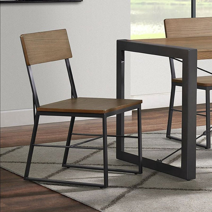 Elements International Industrial Austin Side Chair (Set of 2) in Gunmetal and Brown image