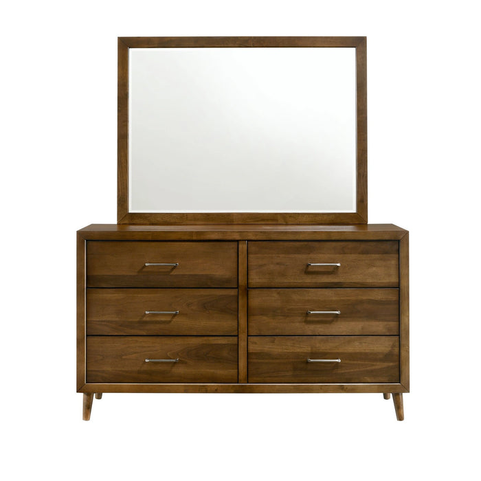 Malibu 6-Drawer Dresser & Mirror in Walnut