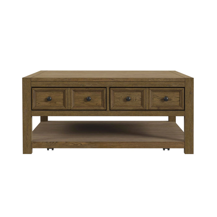 Heritage & Home Square Coffee Table with Casters in Oak Brown