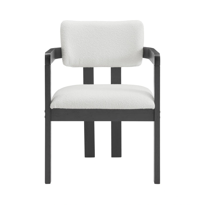 Portland Arm Chair with Snow White Fabric in Black (2 Per Carton)