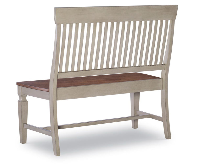 John Thomas Vista Slatback Bench in Hickory & Stone