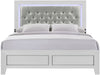 Elements International Belinda Queen Upholstered Panel Bed in White image