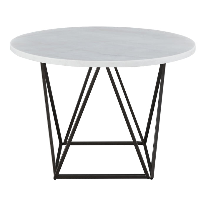 Steve Silver Ramona White Marble Top Round Dining Table in Deep Bronze - Furniture House (VA)
