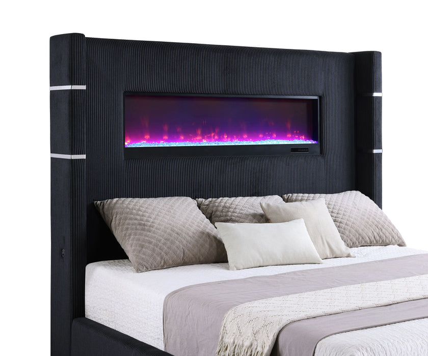 Tisdall Wingback Bed with Flame Visualizer