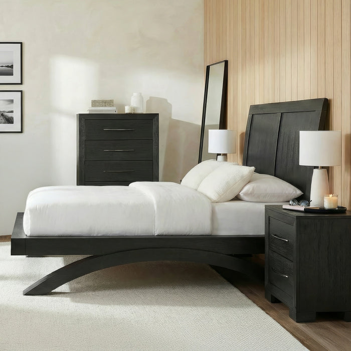 Allan Bedroom Set with 2 Nightstands in Black